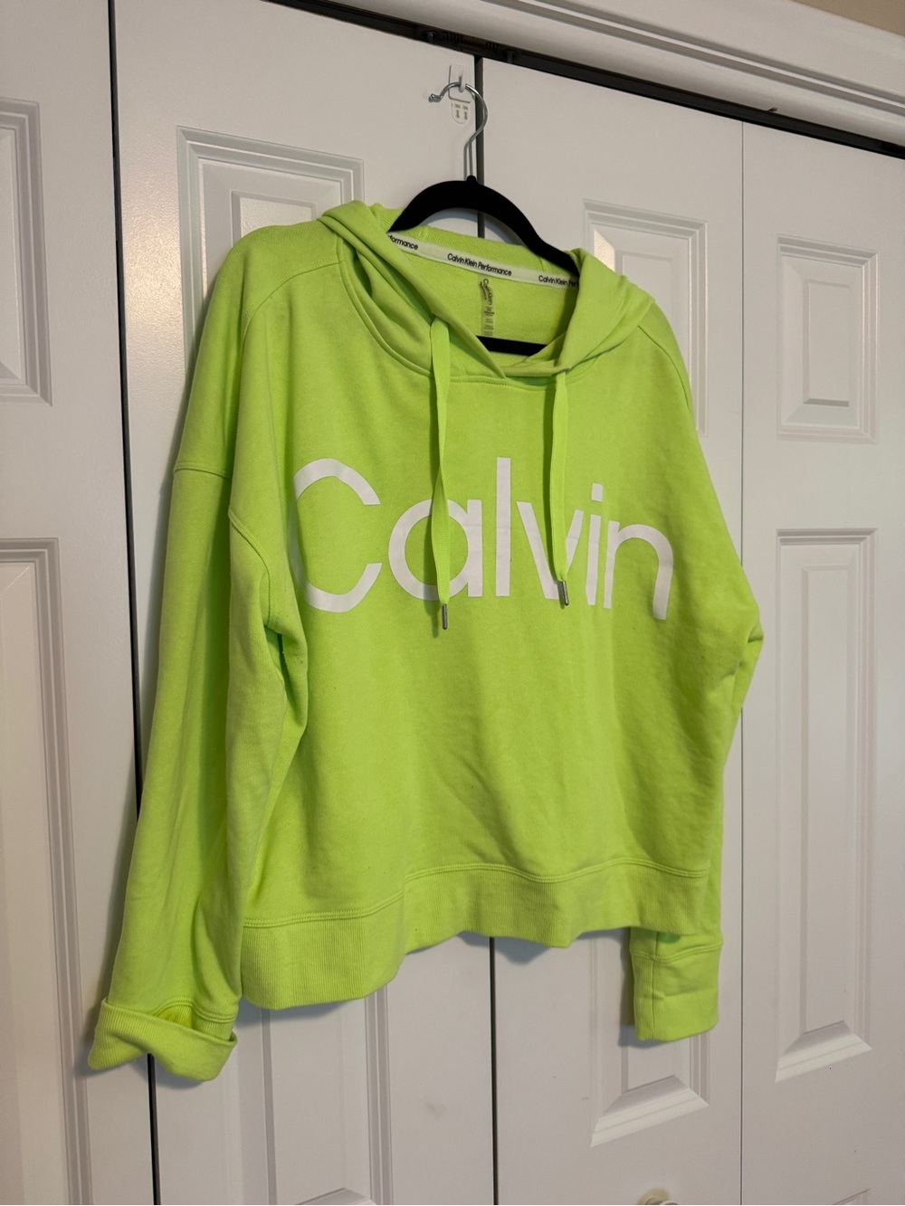 Calvin Klein Lime Green Logo Hoodie - Women's Sweatshirt